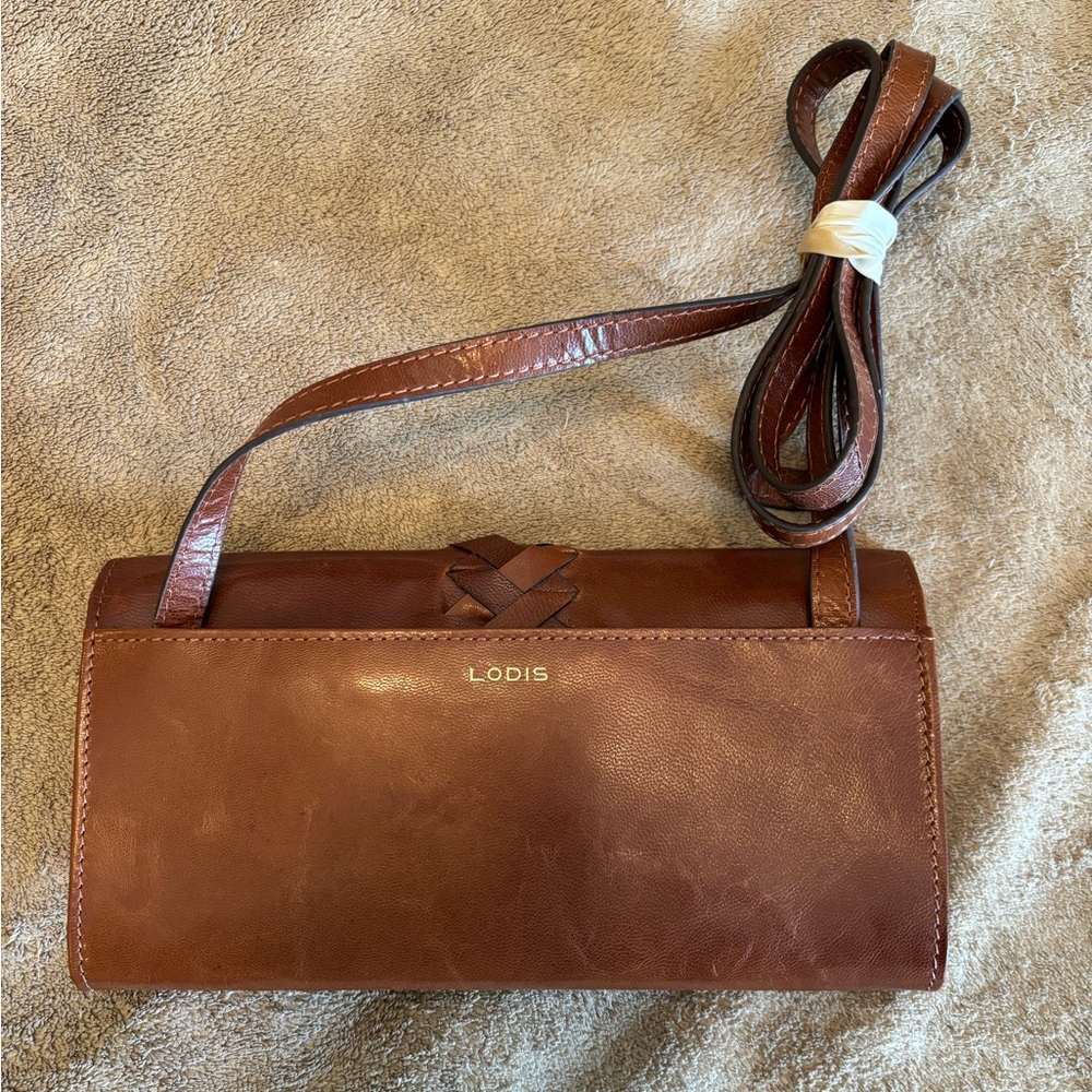 Lodis Traveller Elegant Brown Leather Crossbody Bag NEW - Picture 2 of 8